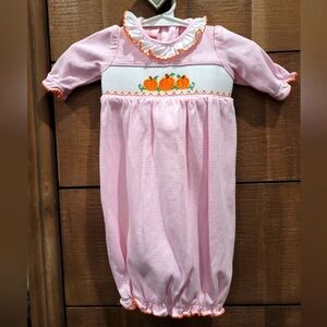 Petit Bébé 0-3 month Pumpkin Smocked Gown